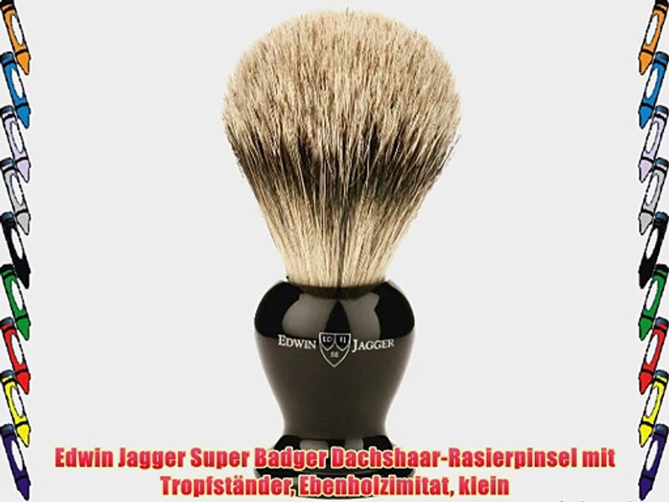 Edwin Jagger Super Badger Dachshaar-Rasierpinsel mit Tropfst?nder Ebenholzimitat klein