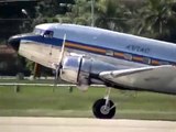 DC 3 AVIAC HR-ALU Take off from MHLM San Pedro Sula, Honduras.