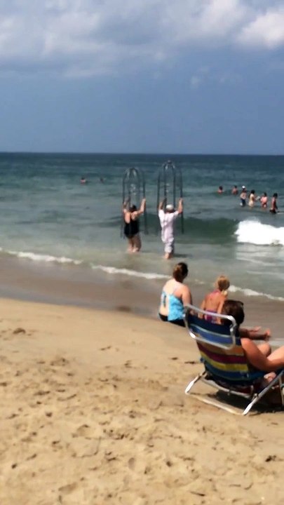 Un couple avec des cages anti-requins !