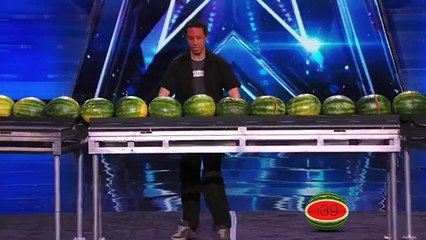 Trizzie D Man Breaks World Record by Smashing 45 Watermelons With His Head America's Got Talent