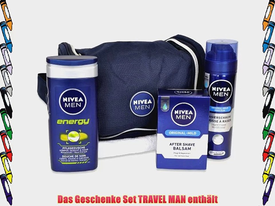 handverpacktes M?nnergeschenke Set Travel Man inklusive Nivea Duschbad Rasiergel Aftershave