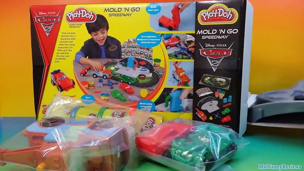 PLAY DOH Cars 2 Mold N Go Speedway Playset Disney Pixar Hasbro McQueen and TowMater MsDisneyReviews