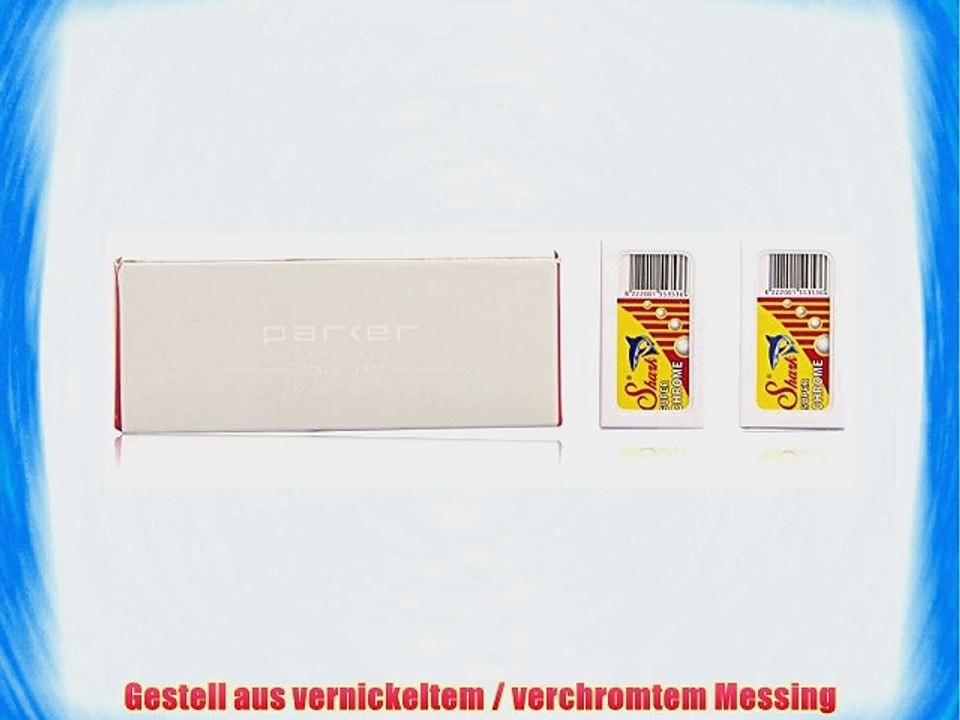 Parker 91R Super Heavyweight Double Edge Safety Razor and Shark Chrome Blades