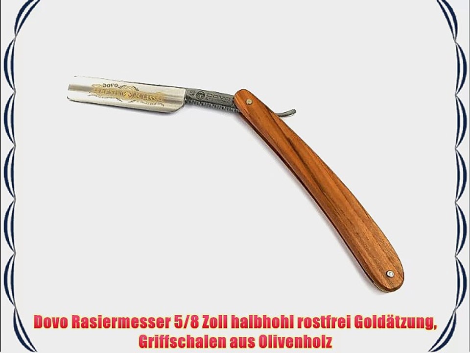 Dovo Rasiermesser 5/8 Zoll halbhohl rostfrei Gold?tzung Griffschalen aus Olivenholz