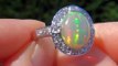 Rare Welo Mined Ethiopian Opal & Diamond Ring Solid Gold - AUCTION