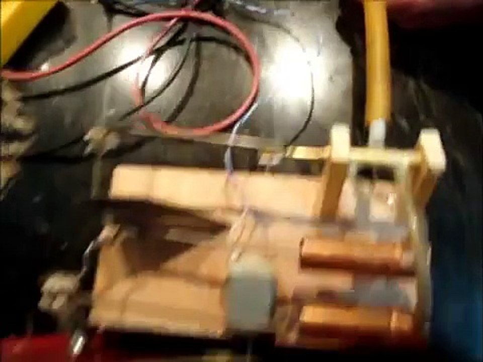 homemade steam engine generating electricity and powering led