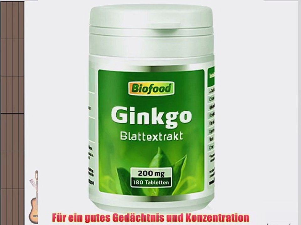 Biofood Ginkgo Biloba 100% Blattextrakt 200mg 180 Tabletten hochdosiert - f?r ein gutes Ged?chtnis