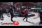 Operasyonda öldürülen DHKP/C üyesi için yapılan protestoya polis müdahalesi