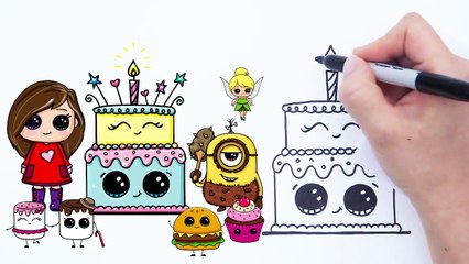 How to Draw a Cartoon Birthday Celebration Cake Cute and Easy