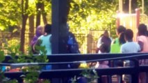 Woman causes a fight and tries to claim her son got hit by somebody else, says she owns the playground too