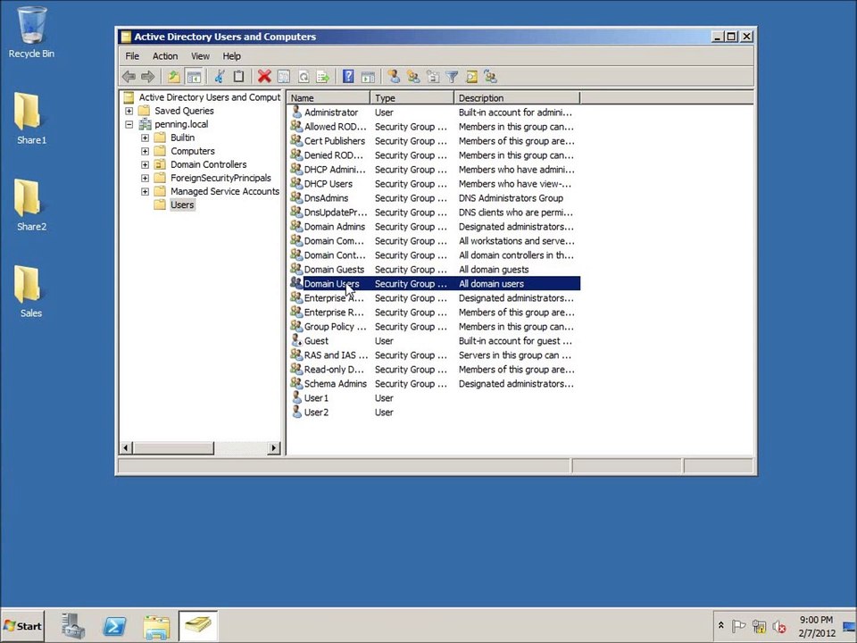 Server 2008 Lesson 12 - Creating Security Groups in Active Directory