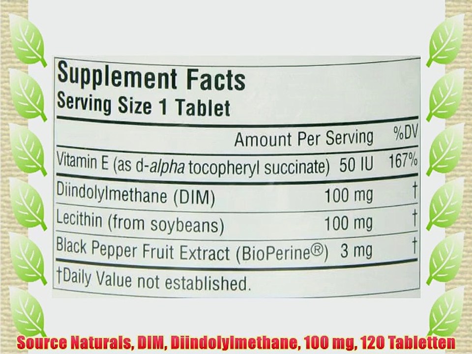Source Naturals DIM Diindolylmethane 100 mg 120 Tabletten