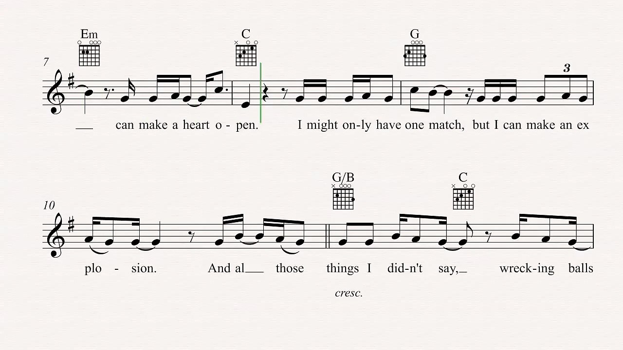Guitar  - Fight Song - Rachel Platten - Sheet Music, Chords, & Vocals