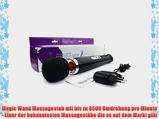 Magic Wand Massagestab - sehr Stark - 8500 1/min. 10 Rythmen   10 St?rken - Kabellos - Schwarz