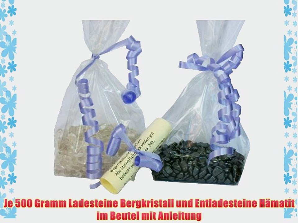 Je 500 Gramm Ladesteine Bergkristall und Entladesteine H?matit im Beutel mit Anleitung