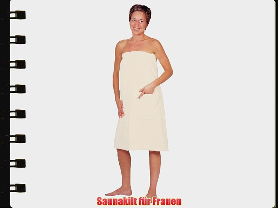 Sauna-Kilt natur f?r Damen - Unisize Klettverschluss - 100% reine Baumwolle S M L