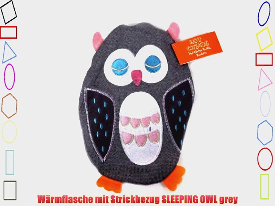 W?rmflasche mit Strickbezug SLEEPING OWL grey