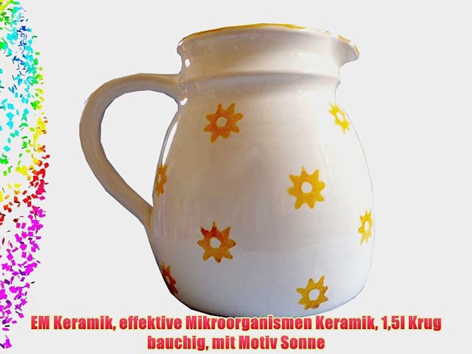 EM Keramik effektive Mikroorganismen Keramik 15l Krug bauchig mit Motiv Sonne