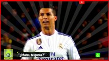 Cristiano Ronaldo made a rude gesture to the referee after he was booked in El Clasico 2015 NEW 2015