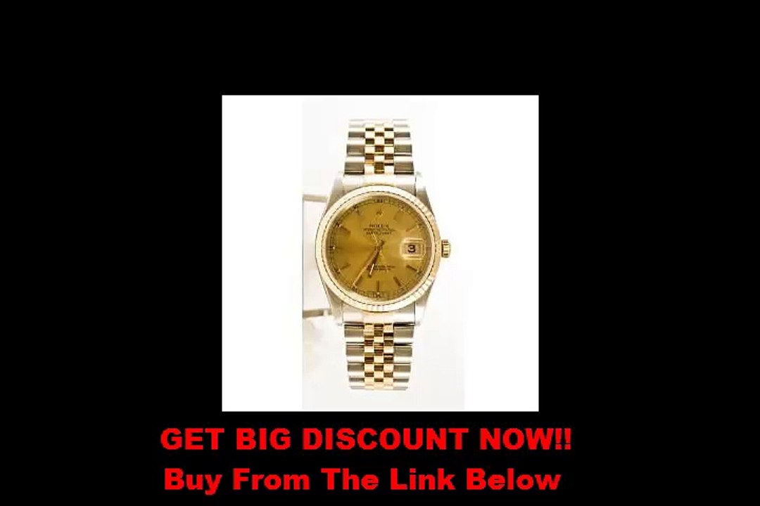 PREVIEW Rolex Mens Datejust 16233 Steel & Gold Watch Champagne Stick Dial & Fluted Bezel