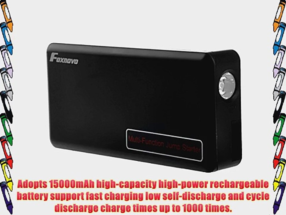 Foxnovo 15000mAh Multi-function Jump Starter Power Bank Battery Charger with EU-plug AC Power