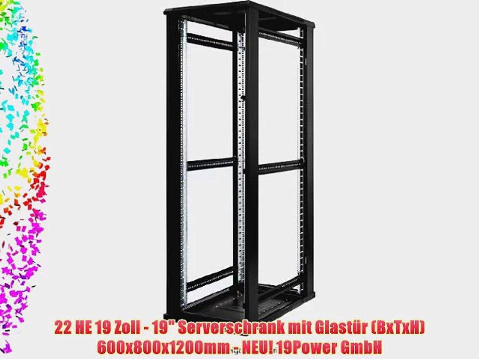 22 HE 19 Zoll - 19 Serverschrank mit Glast?r (BxTxH) 600x800x1200mm - NEU! 19Power GmbH