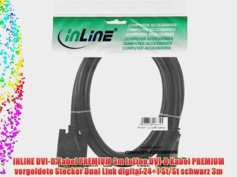 INLINE DVI-D Kabel PREMIUM 3m InLine DVI-D Kabel PREMIUM vergoldete Stecker Dual Link digital