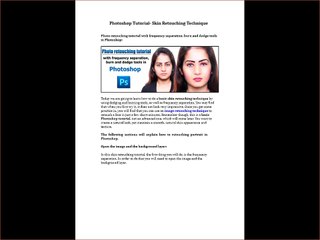 Photoshop Tutorial- Skin Retouching Technique