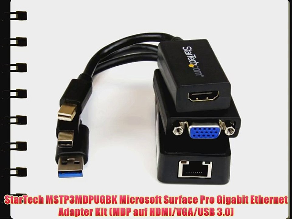 StarTech MSTP3MDPUGBK Microsoft Surface Pro Gigabit Ethernet Adapter Kit (MDP auf HDMI/VGA/USB