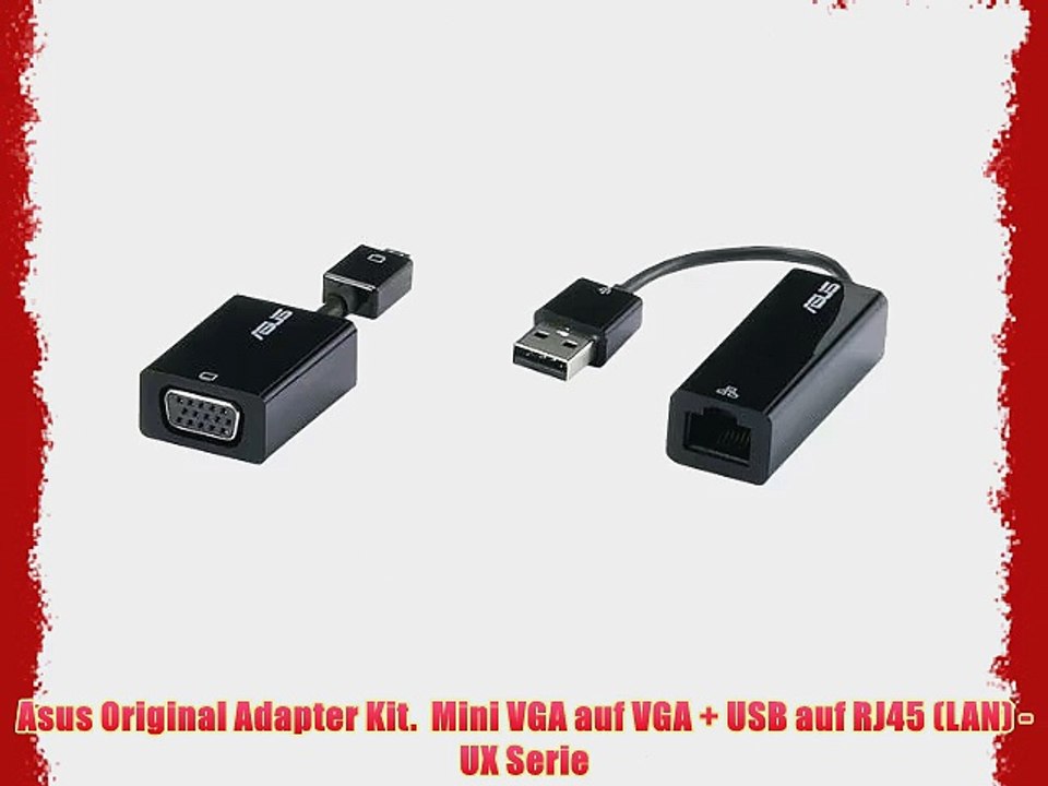 Asus Original Adapter Kit.  Mini VGA auf VGA   USB auf RJ45 (LAN) - UX Serie
