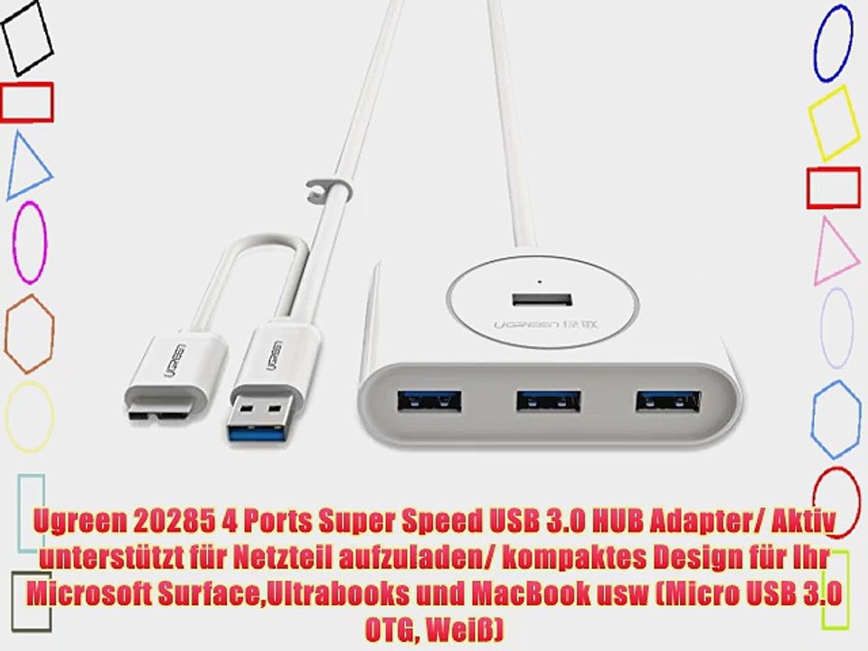 Ugreen 20285 4 Ports Super Speed USB 3.0 HUB Adapter/ Aktiv unterst?tzt f?r Netzteil aufzuladen/