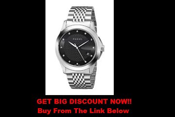 BEST BUY Gucci Men's YA126405 G-Timeless Medium Diamond Marker Black Dial Watch