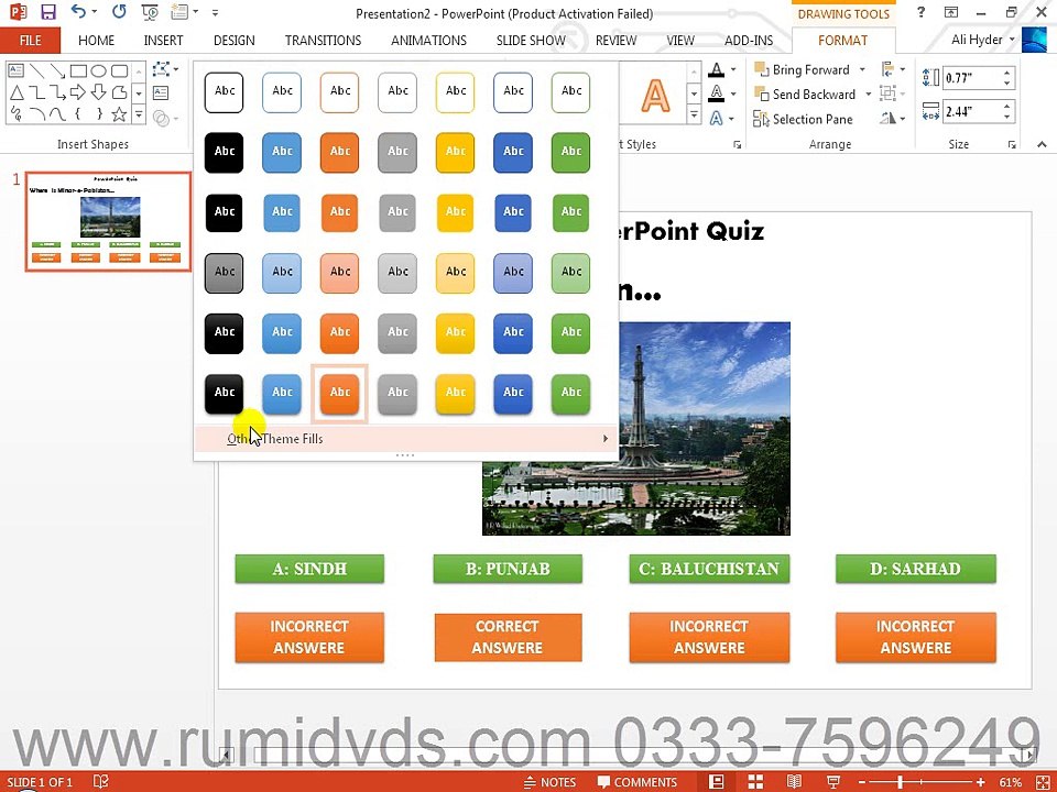 Ms Power point 2013 in urdu/hindi Adding Trigger Effect