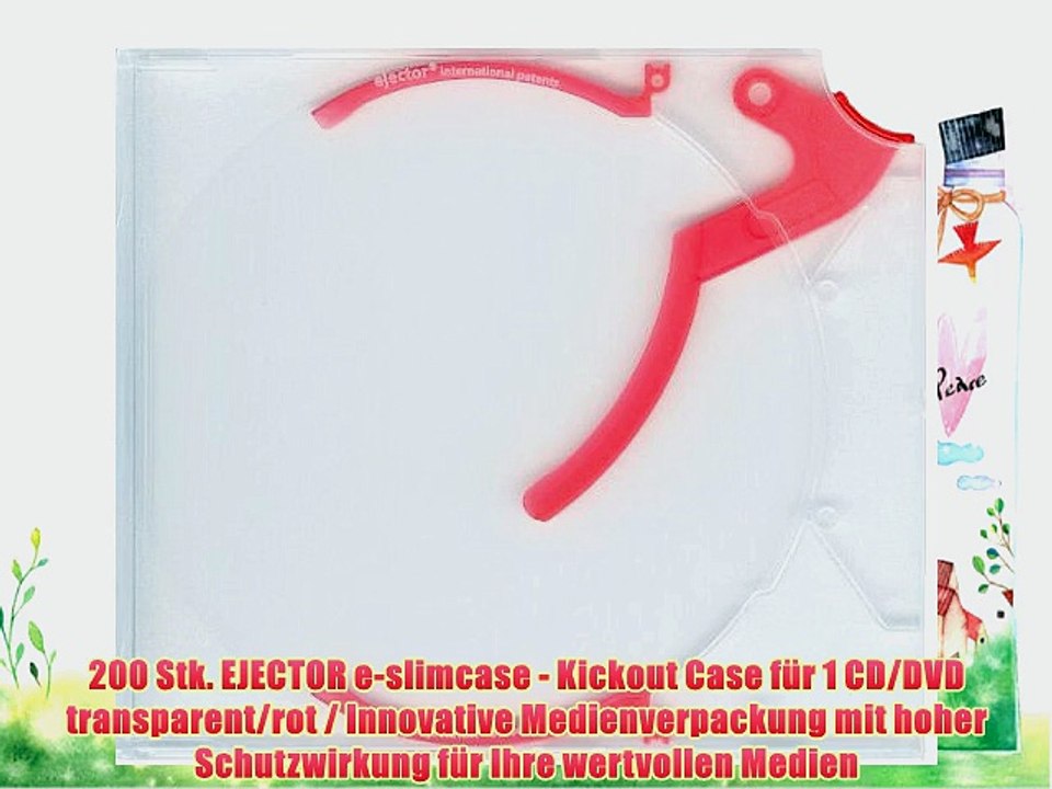 200 Stk. EJECTOR e-slimcase - Kickout Case f?r 1 CD/DVD transparent/rot / Innovative Medienverpackung