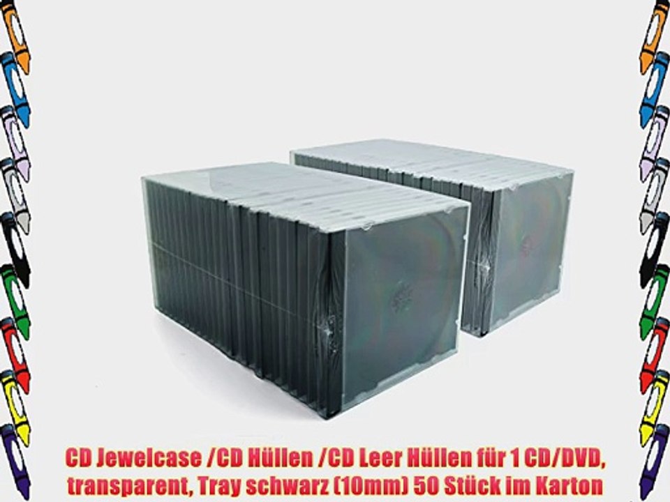 CD Jewelcase /CD H?llen /CD Leer H?llen f?r 1 CD/DVD transparent Tray schwarz (10mm) 50 St?ck
