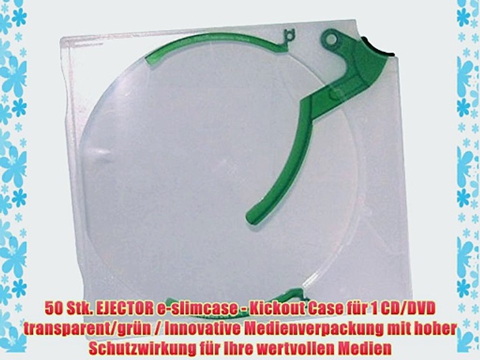 50 Stk. EJECTOR e-slimcase - Kickout Case f?r 1 CD/DVD transparent/gr?n / Innovative Medienverpackung