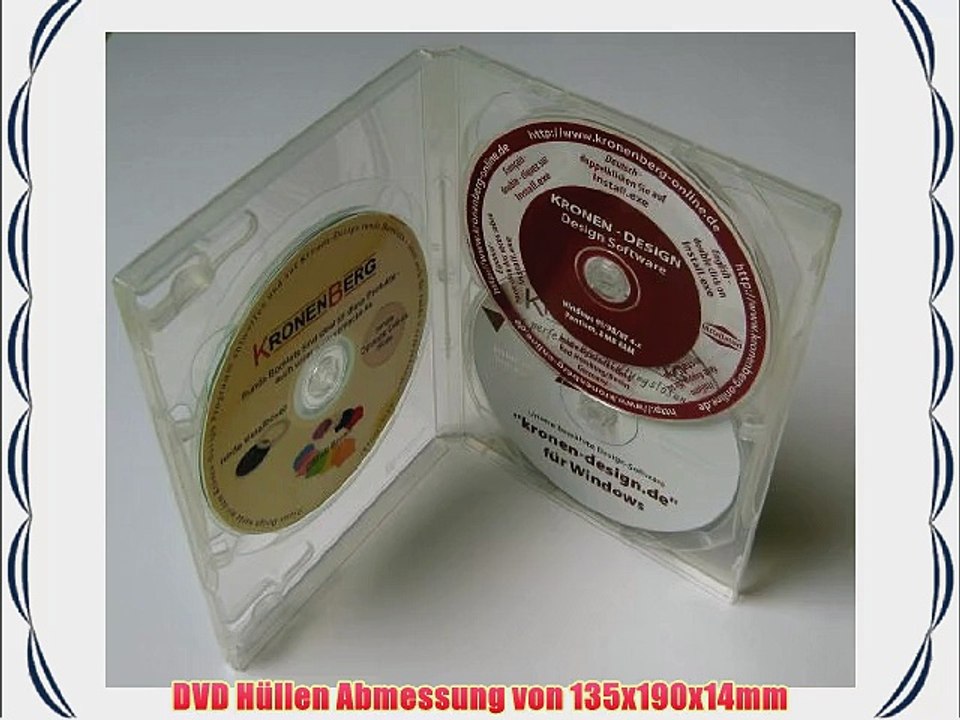 Kronenberg24 Profi DVD H?llen 3fach Doppeldeck 14mm transparent - 10 St?ck