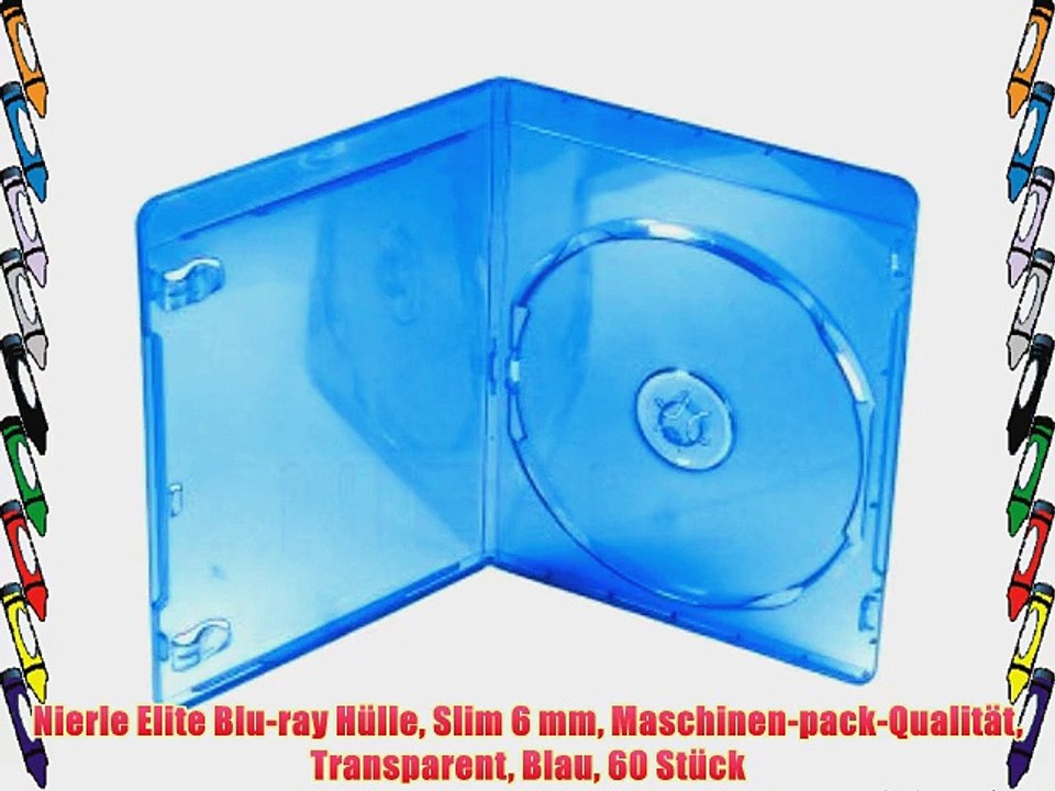 Nierle Elite Blu-ray H?lle Slim 6 mm Maschinen-pack-Qualit?t Transparent Blau 60 St?ck