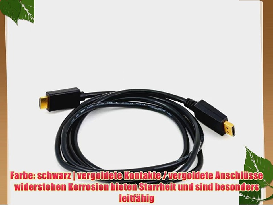 2m Full HD Premium Displayport (DP) auf HDMI Kabel High Speed inkl. Audio-?bertragung | 1080p