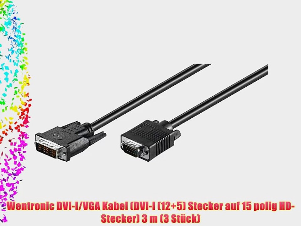Wentronic DVI-I/VGA Kabel (DVI-I (12 5) Stecker auf 15 polig HD-Stecker) 3 m (3 St?ck)