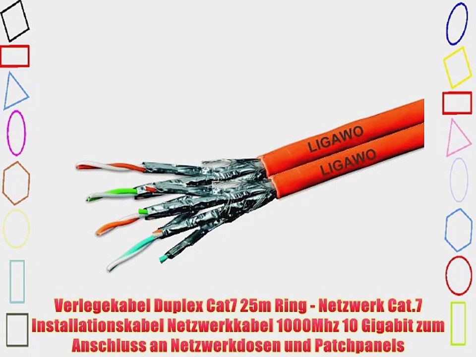 Verlegekabel Duplex Cat7 25m Ring - Netzwerk Cat.7 Installationskabel Netzwerkkabel 1000Mhz