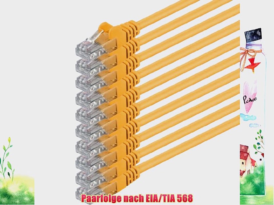 1aTTack CAT6 UTP Netzwerk Patch Kabel mit 2 x RJ45 Stecker Set (10 St?ck) gelb 75m