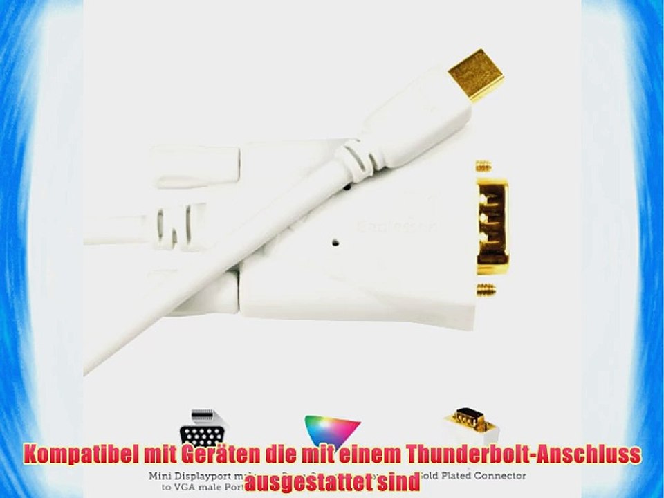 3 m - Cablesson Mini Displayport auf VGA Kabel - Thunderbolt Anschluss - Video Adapter Verbindung