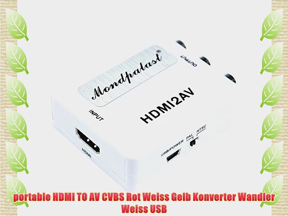 portable HDMI TO AV CVBS Rot Weiss Gelb Konverter Wandler Weiss USB