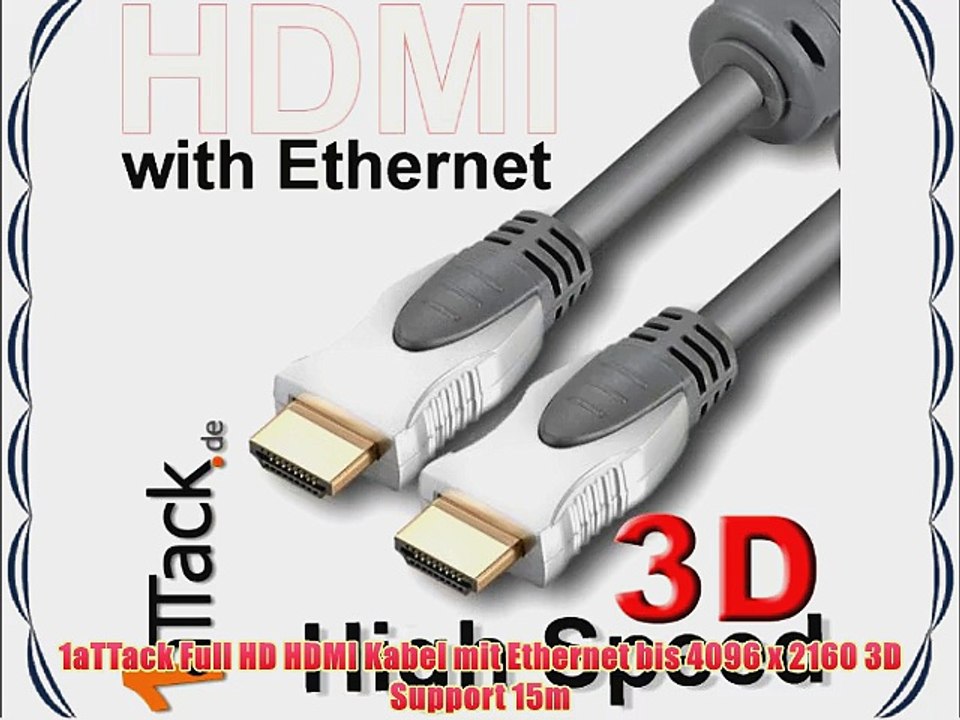 1aTTack Full HD HDMI Kabel mit Ethernet bis 4096 x 2160 3D Support 15m