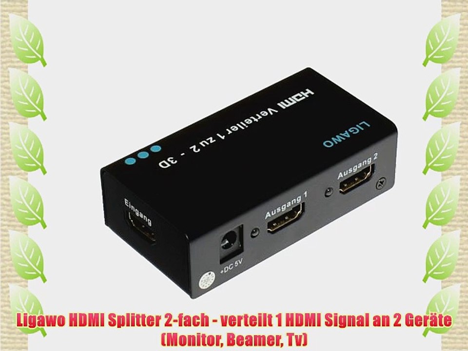 Ligawo HDMI Splitter 2-fach - verteilt 1 HDMI Signal an 2 Ger?te (Monitor Beamer Tv)