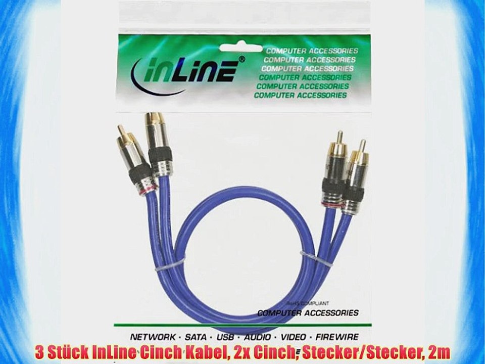 3 St?ck InLine Cinch Kabel 2x Cinch Stecker/Stecker 2m