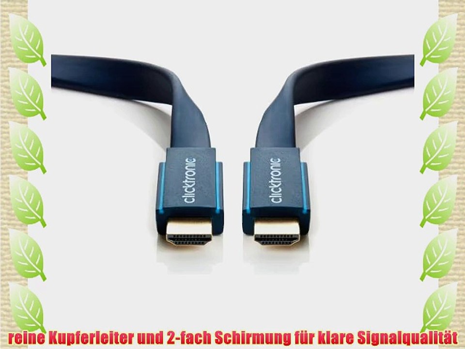 Clicktronic Casual High Speed HDMI Flachkabel mit Ethernet (4K Ultra HD 3D-TV ARC 2m)