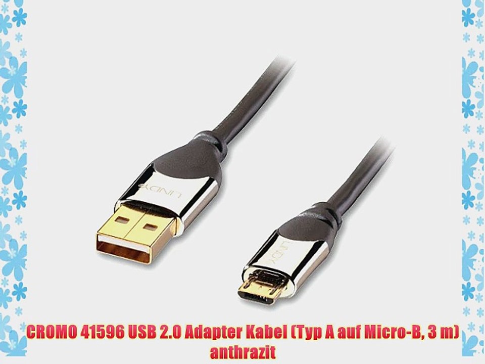 CROMO 41596 USB 2.0 Adapter Kabel (Typ A auf Micro-B 3 m) anthrazit