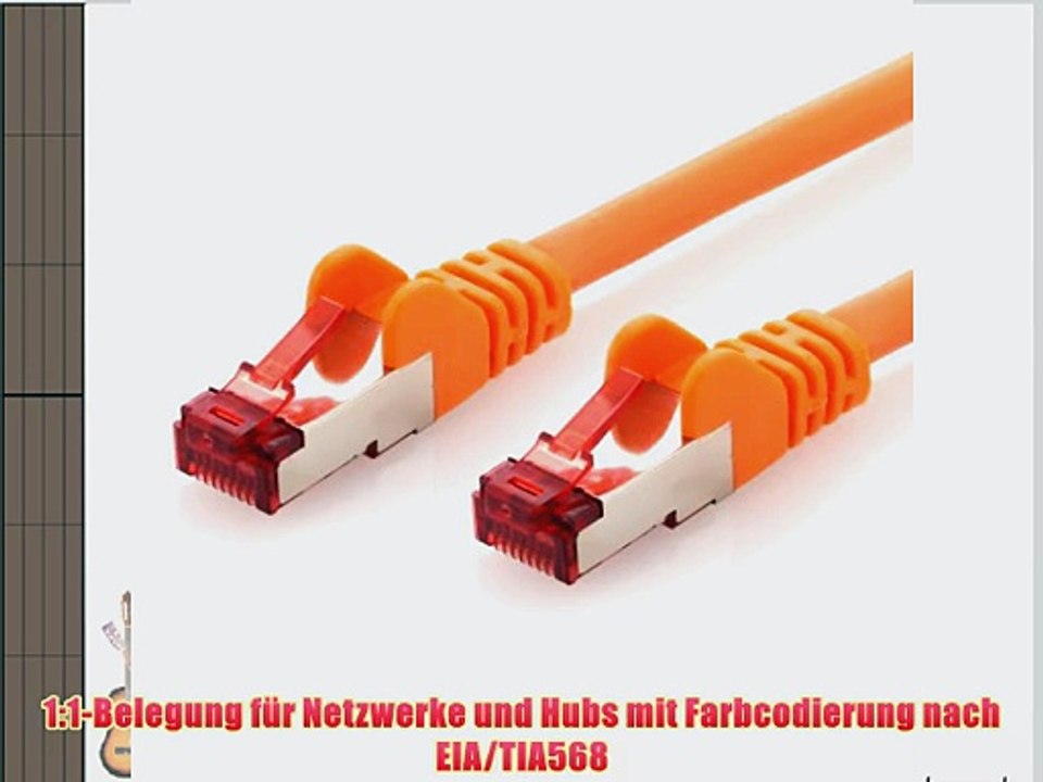 deleyCON CAT6 Patchkabel - S-FTP PIMF [50m] CAT.6 Netzwerkkabel / Ethernetcable [Orange] doppelt